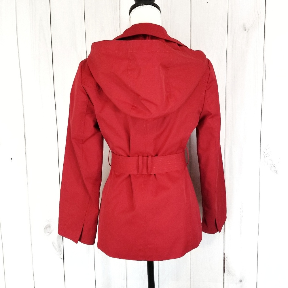 Ellen Tracy Button Down Tie Waist Hooded Jacket - Picture 4 of 7